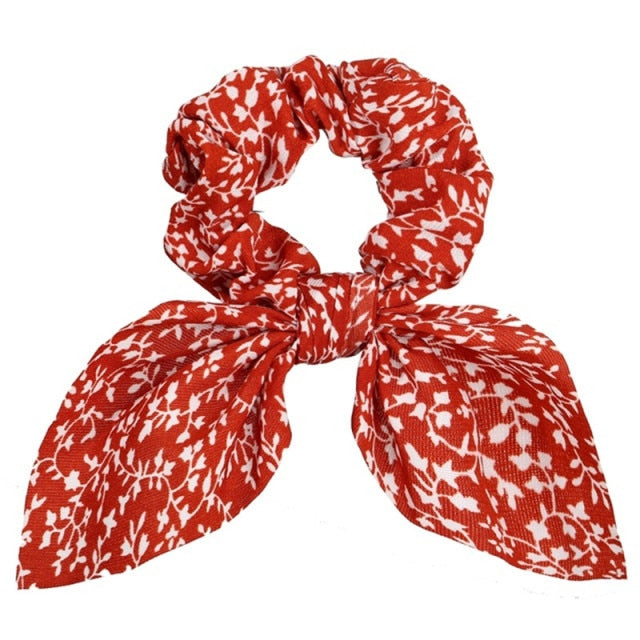 Floral Bowknot Hair Scrunchies Women Ponytail Holder Hair Rope Ties - KiwisLove