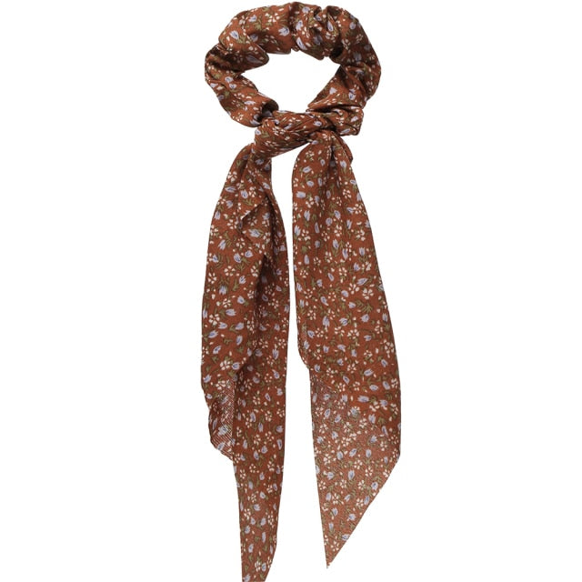 Floral Bowknot Hair Scrunchies Women Ponytail Holder Hair Rope Ties - KiwisLove