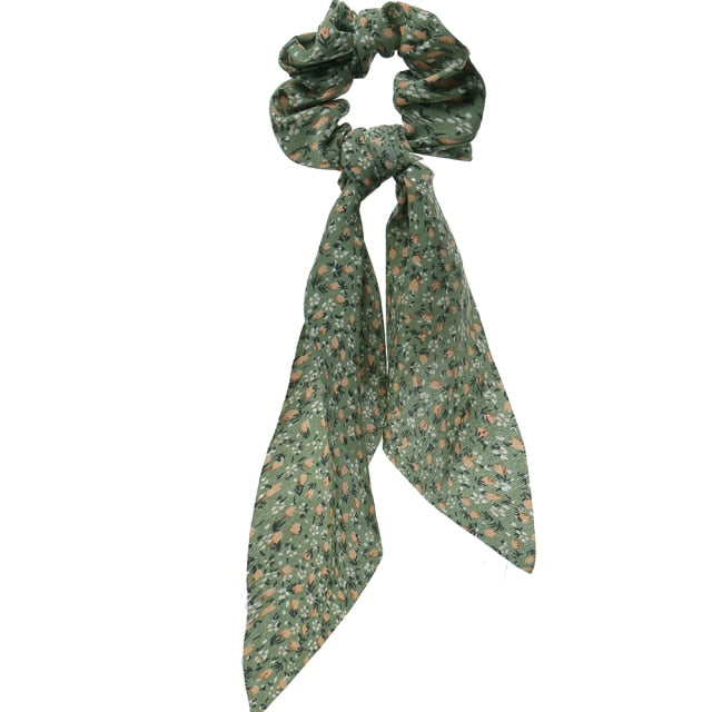 Floral Bowknot Hair Scrunchies Women Ponytail Holder Hair Rope Ties - KiwisLove