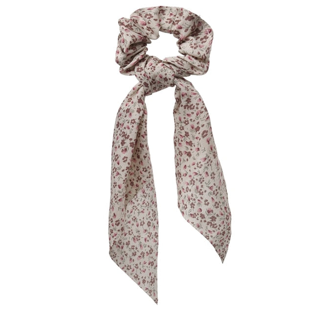 Floral Bowknot Hair Scrunchies Women Ponytail Holder Hair Rope Ties - KiwisLove