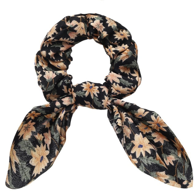 Floral Bowknot Hair Scrunchies Women Ponytail Holder Hair Rope Ties - KiwisLove