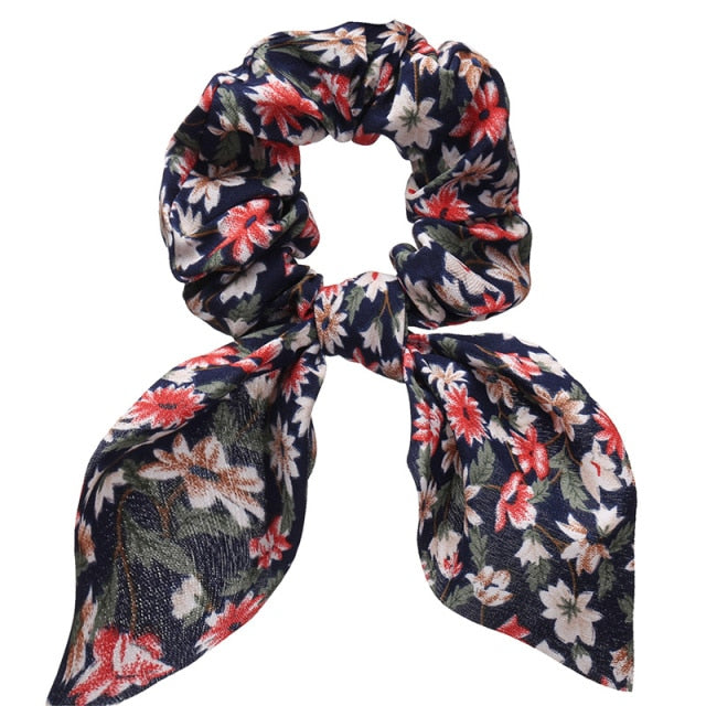 Floral Bowknot Hair Scrunchies Women Ponytail Holder Hair Rope Ties - KiwisLove