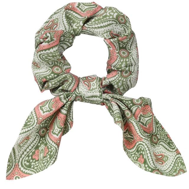 Floral Bowknot Hair Scrunchies Women Ponytail Holder Hair Rope Ties - KiwisLove