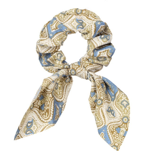 Floral Bowknot Hair Scrunchies Women Ponytail Holder Hair Rope Ties - KiwisLove