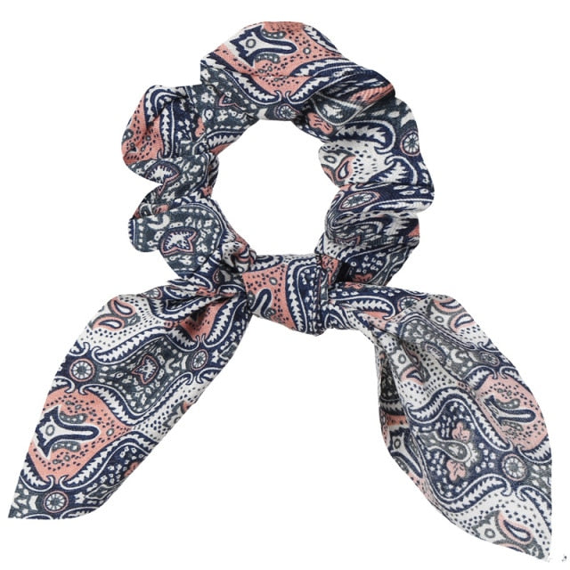 Floral Bowknot Hair Scrunchies Women Ponytail Holder Hair Rope Ties - KiwisLove