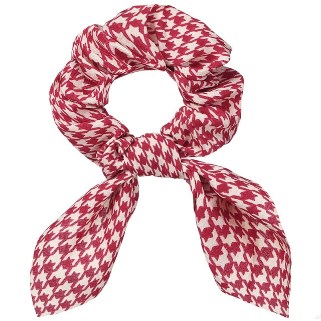 Floral Bowknot Hair Scrunchies Women Ponytail Holder Hair Rope Ties - KiwisLove