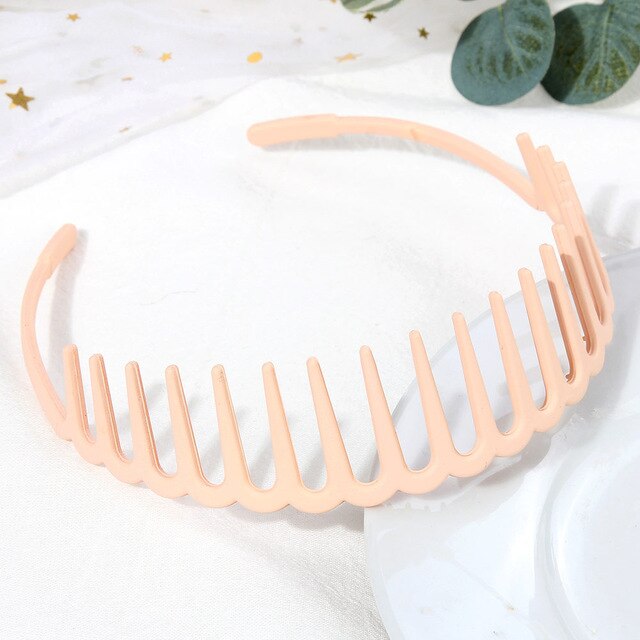 Fashion Simple Headdress Solid Color Resin Hair Comb Hairbands - KiwisLove
