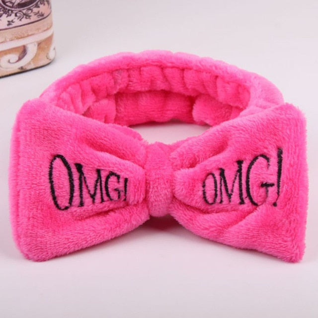 2021 New OMG  Coral Fleece Wash Face Bow Hairbands - KiwisLove