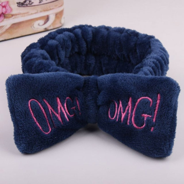 2021 New OMG  Coral Fleece Wash Face Bow Hairbands - KiwisLove