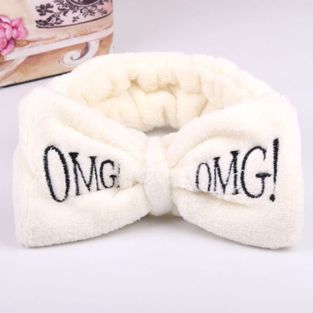 2021 New OMG  Coral Fleece Wash Face Bow Hairbands - KiwisLove