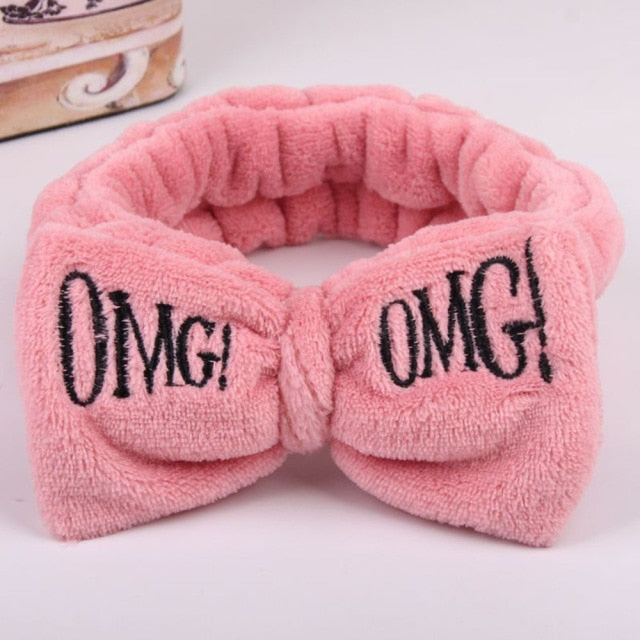 2021 New OMG  Coral Fleece Wash Face Bow Hairbands - KiwisLove