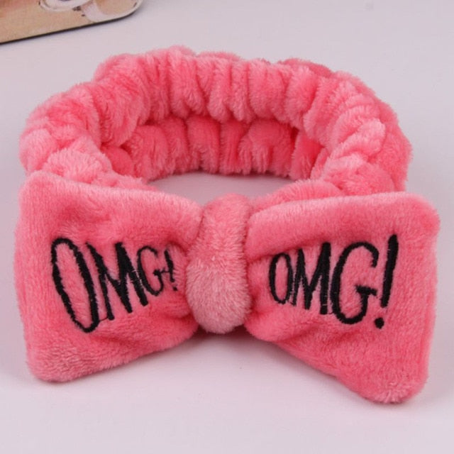 2021 New OMG  Coral Fleece Wash Face Bow Hairbands - KiwisLove