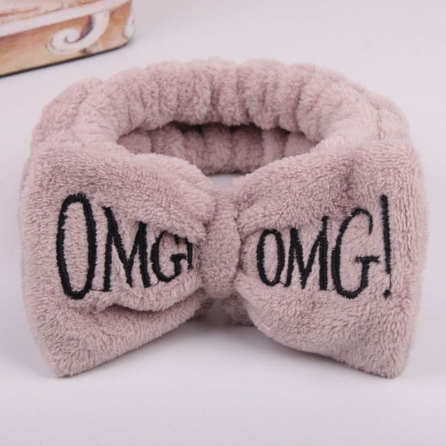 2021 New OMG  Coral Fleece Wash Face Bow Hairbands - KiwisLove