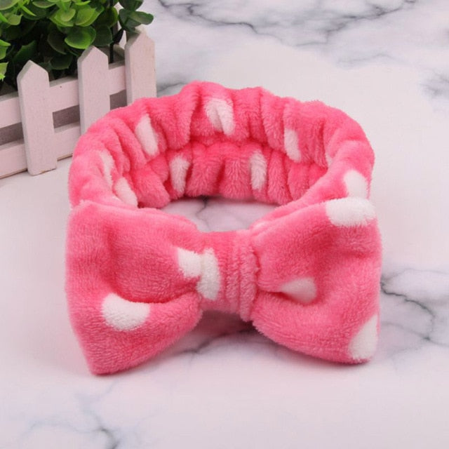 2021 New  Coral Fleece Wash Face Bow Hairbands - KiwisLove