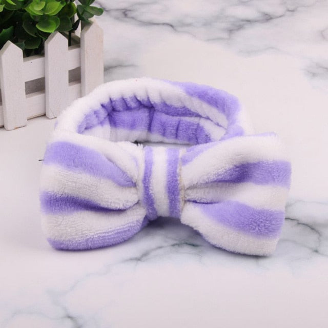 2021 New  Coral Fleece Wash Face Bow Hairbands - KiwisLove