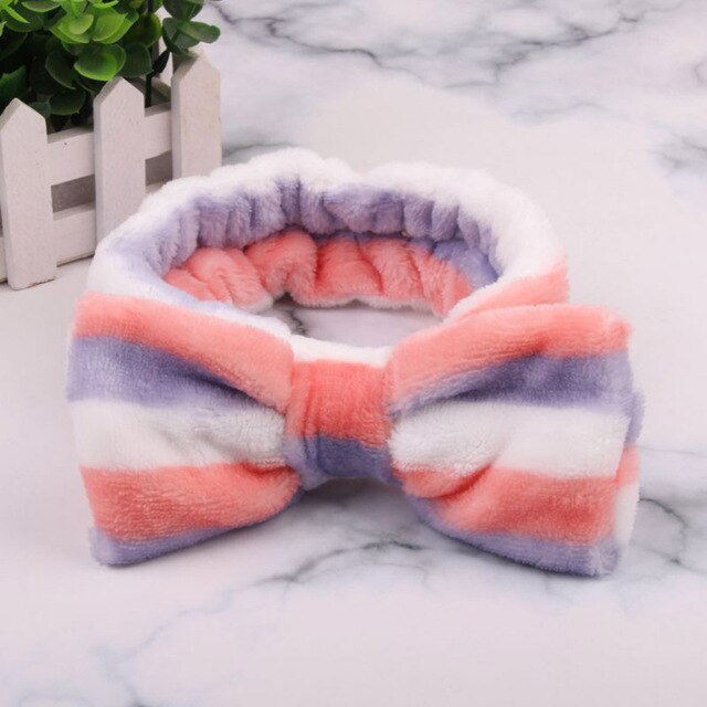 2021 New  Coral Fleece Wash Face Bow Hairbands - KiwisLove