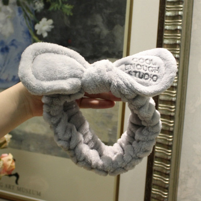 2021 New  Coral Fleece Wash Face Bow Hairbands - KiwisLove