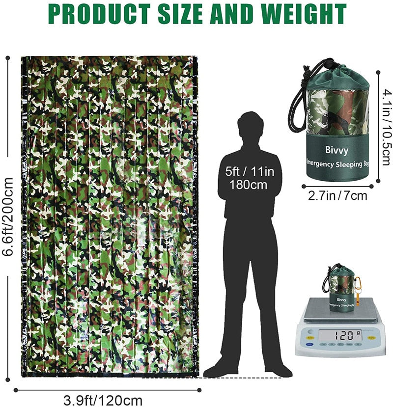 Emergency Sleeping Bags Thermal Emergency Blankets Ultralight Survival Waterproof Bivy Sack Multi Survival Gear Hiking,Camping - KiwisLove