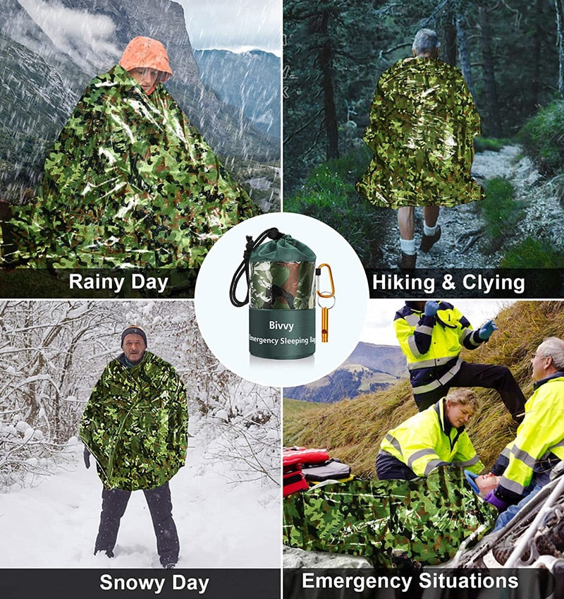 Emergency Sleeping Bags Thermal Emergency Blankets Ultralight Survival Waterproof Bivy Sack Multi Survival Gear Hiking,Camping - KiwisLove