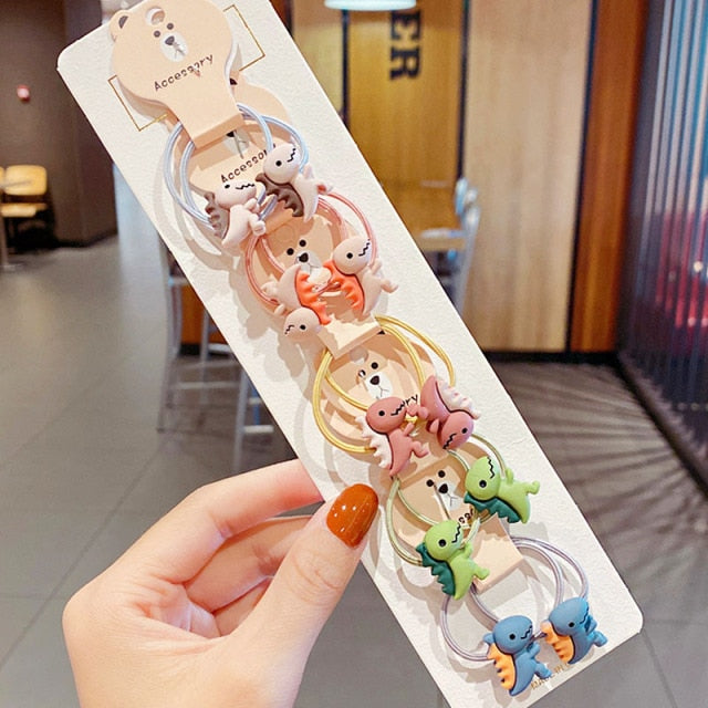 10PCS kids Cartoon Flower Small Scrunchie Lovely Rubber Bands Ponytail Holder - KiwisLove