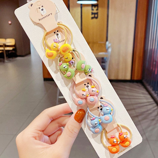 10PCS kids Cartoon Flower Small Scrunchie Lovely Rubber Bands Ponytail Holder - KiwisLove