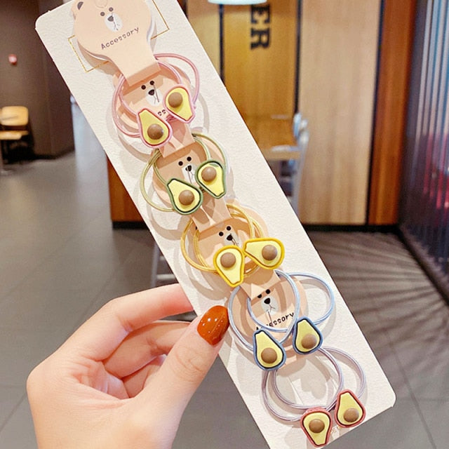 10PCS kids Cartoon Flower Small Scrunchie Lovely Rubber Bands Ponytail Holder - KiwisLove