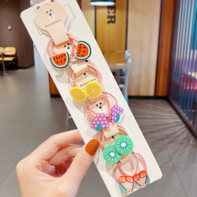 10PCS kids Cartoon Flower Small Scrunchie Lovely Rubber Bands Ponytail Holder - KiwisLove