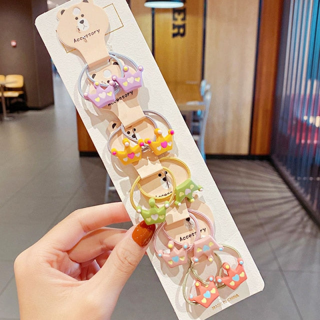 10PCS kids Cartoon Flower Small Scrunchie Lovely Rubber Bands Ponytail Holder - KiwisLove