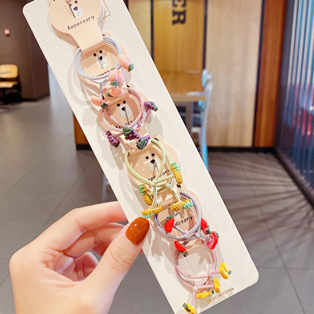 10PCS kids Cartoon Flower Small Scrunchie Lovely Rubber Bands Ponytail Holder - KiwisLove