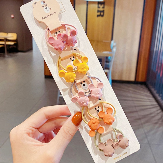 10PCS kids Cartoon Flower Small Scrunchie Lovely Rubber Bands Ponytail Holder - KiwisLove