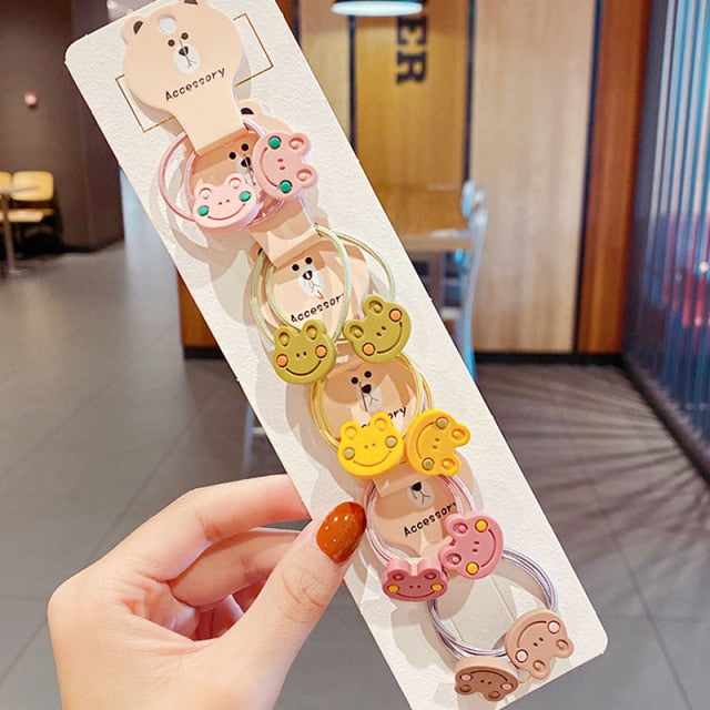 10PCS kids Cartoon Flower Small Scrunchie Lovely Rubber Bands Ponytail Holder - KiwisLove