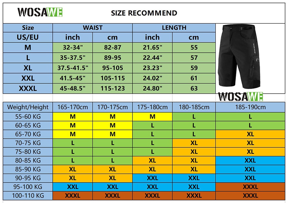 WOSAWE Men Padded Baggy Cycling Shorts Reflective MTB Mountain Bike Bicycle Riding Trousers Water Resistant Loose Fit Shorts - KiwisLove