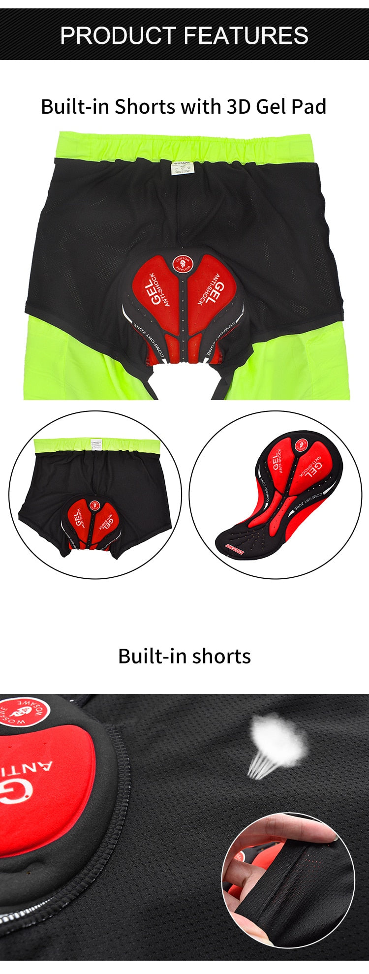 WOSAWE Men Padded Baggy Cycling Shorts Reflective MTB Mountain Bike Bicycle Riding Trousers Water Resistant Loose Fit Shorts - KiwisLove