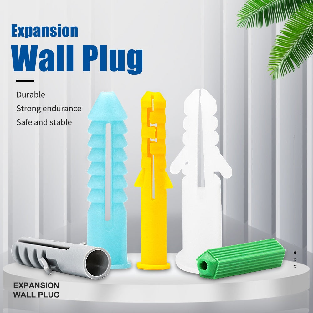100pcs Plastic Expansion Anchors Drywall Wall Anchors  Plugs for Screw - KiwisLove