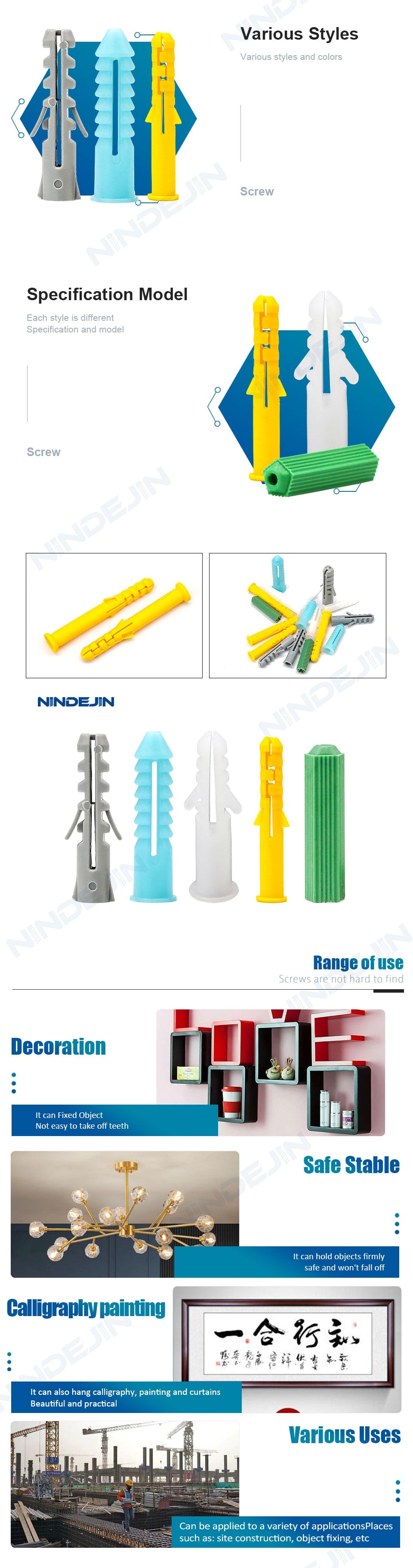 100pcs Plastic Expansion Anchors Drywall Wall Anchors  Plugs for Screw - KiwisLove