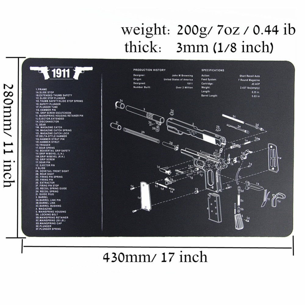 Large Gun Cleaning Mat for AR15 AK47 Glock 1911 SIG Rifle Pistol Gunsmith Armorers disassembly Repair Build Tool Kits Bench Pads - KiwisLove