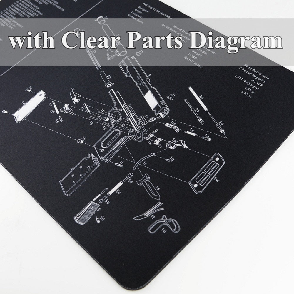 Large Gun Cleaning Mat for AR15 AK47 Glock 1911 SIG Rifle Pistol Gunsmith Armorers disassembly Repair Build Tool Kits Bench Pads - KiwisLove