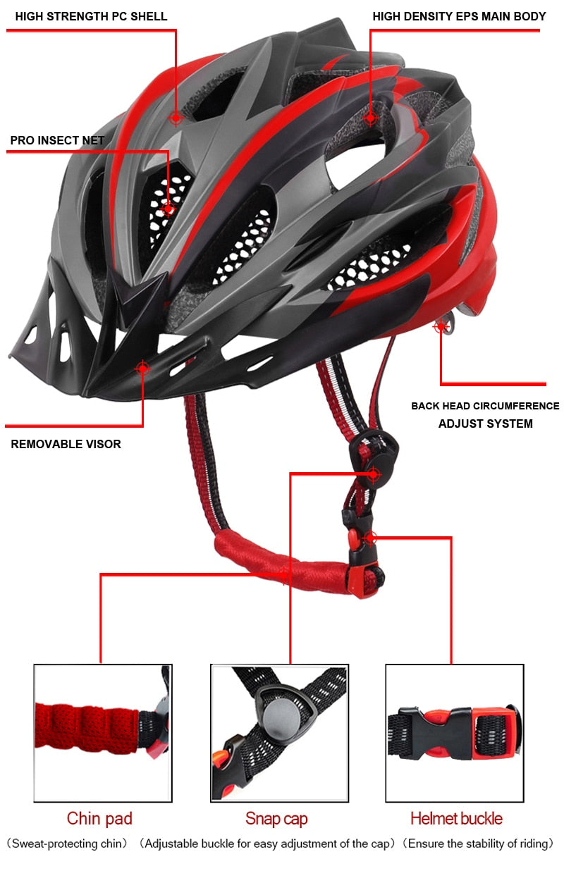 PHMAX Bicycle Helmet MTB Road Bike Cycling Helmet Ultralight EPS+PC Cover 2021 Integrally-mold Cycling Helmet Cycling Safety Cap - KiwisLove