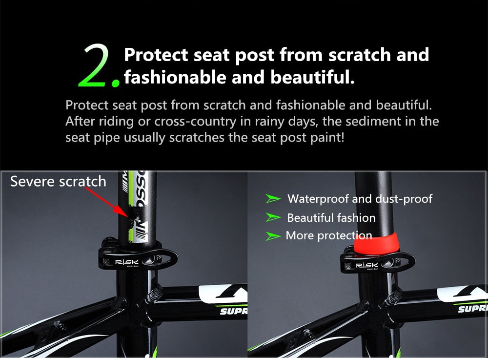 1Pc Bicycle Seat Post Rubber Ring Dust Cover Cycling Silicone Waterproof Mountain Bike Seatpost Protective - KiwisLove