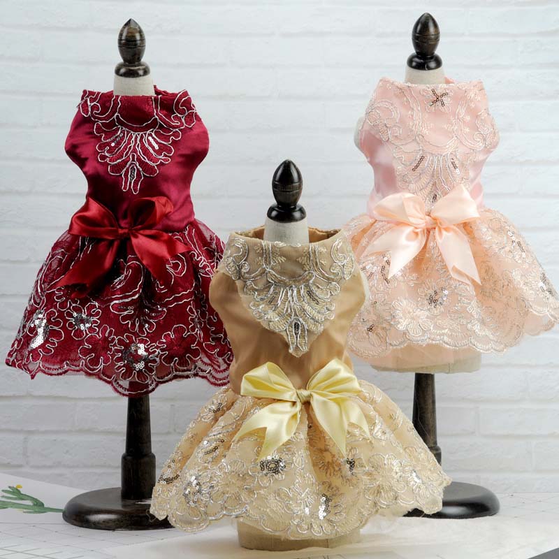 Luxury Embroidery Wedding Princess Dresses for Small Dogs Pomeranian Yorkie Doggy clothes Cat Outfit - KiwisLove