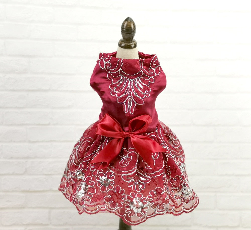 Luxury Embroidery Wedding Princess Dresses for Small Dogs Pomeranian Yorkie Doggy clothes Cat Outfit - KiwisLove