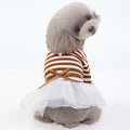 Princess Wedding Dog Dress Stripe Dog Clothes For Small Dogs Yorkshire Chihuahua Apparel with Ribbon Bowknot - KiwisLove