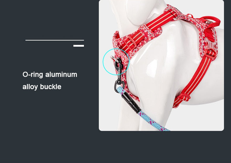 Truelove Dog Harness Floral No Pull Cotton Fabric Breathable and Reflective Soft Cats Dogs Small Medium Walking Running TLH5655 - KiwisLove