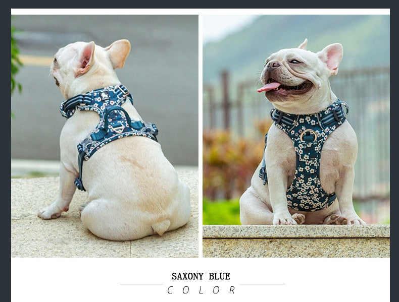 Truelove Dog Harness Floral No Pull Cotton Fabric Breathable and Reflective Soft Cats Dogs Small Medium Walking Running TLH5655 - KiwisLove
