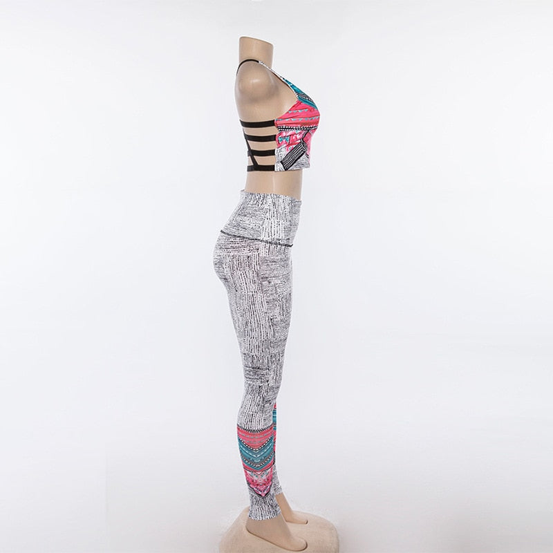 Size L Women Fitness Set Yoga Gym Running  Jumpsuits  Leggings Outfit Tracksuit - KiwisLove