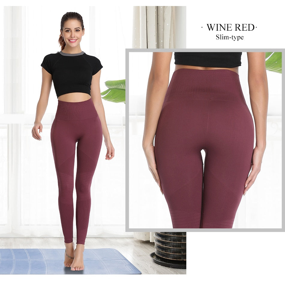 Women Yoga Pants High Waist Elastic Tummy Fitness Sport Leggings - KiwisLove