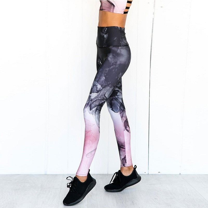 Smoke Print Yoga Sets Woman Sportwear Fitness Workout Suits Gym Clothes Women Jumpsuit Sports Bra Leggings Running Outfit,ZF169 - KiwisLove