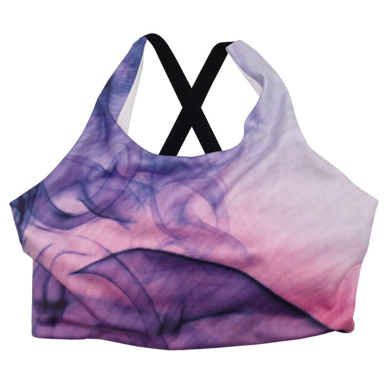 Smoke Print Yoga Sets Woman Sportwear Fitness Workout Suits Gym Clothes Women Jumpsuit Sports Bra Leggings Running Outfit,ZF169 - KiwisLove