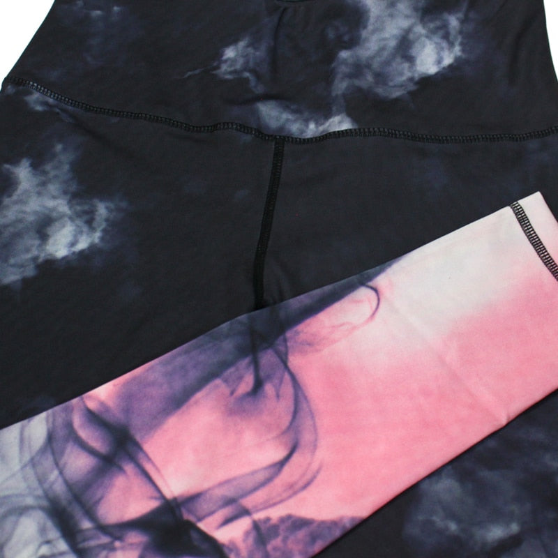 Smoke Print Yoga Sets Woman Sportwear Fitness Workout Suits Gym Clothes Women Jumpsuit Sports Bra Leggings Running Outfit,ZF169 - KiwisLove
