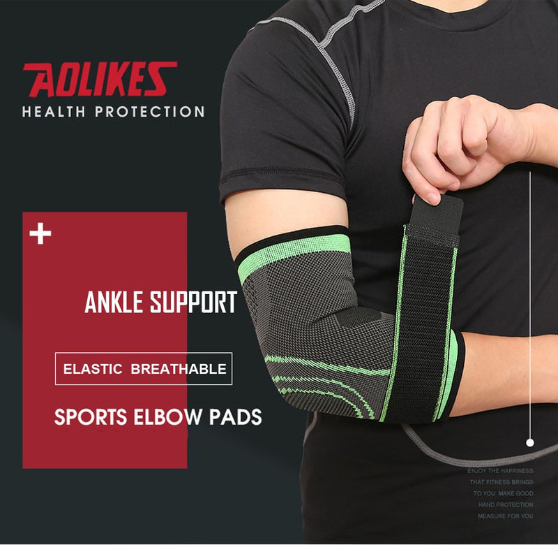 1PCS Sports Elbow Brace Compression Sleeve Arm Support with Strap - KiwisLove